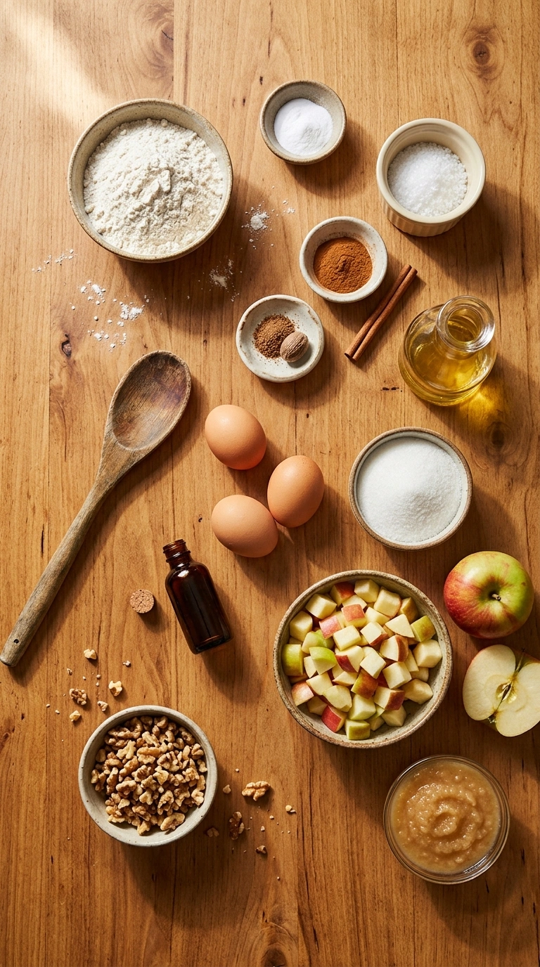 Ingredients for apple cake recipe
