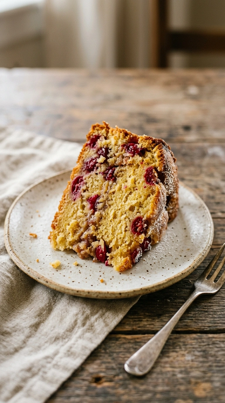 cranberry orange cake ready to serve