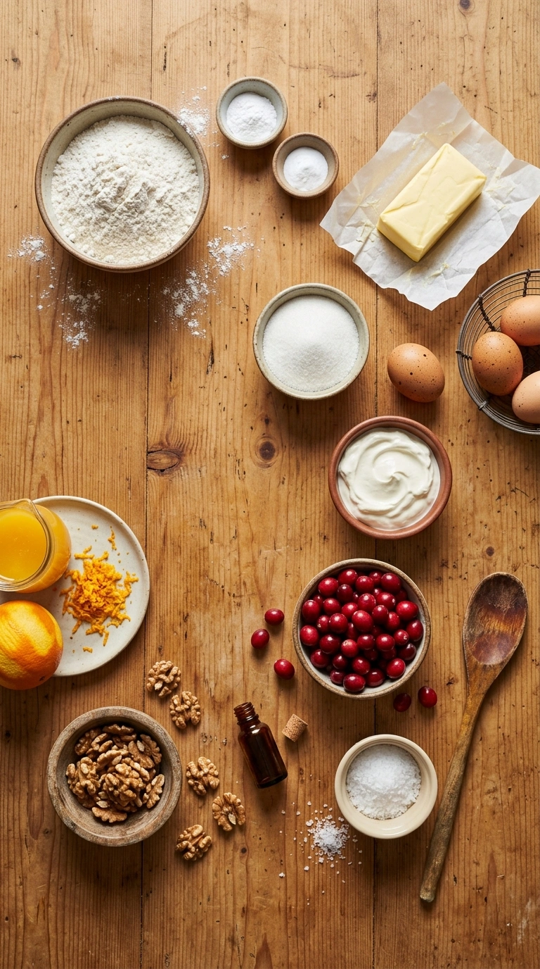 Ingredients for cranberry orange cake