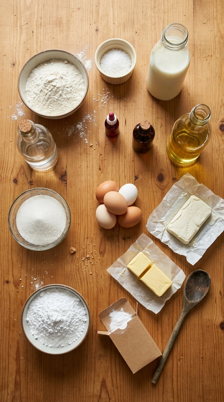 Ingredients for red velvet cake