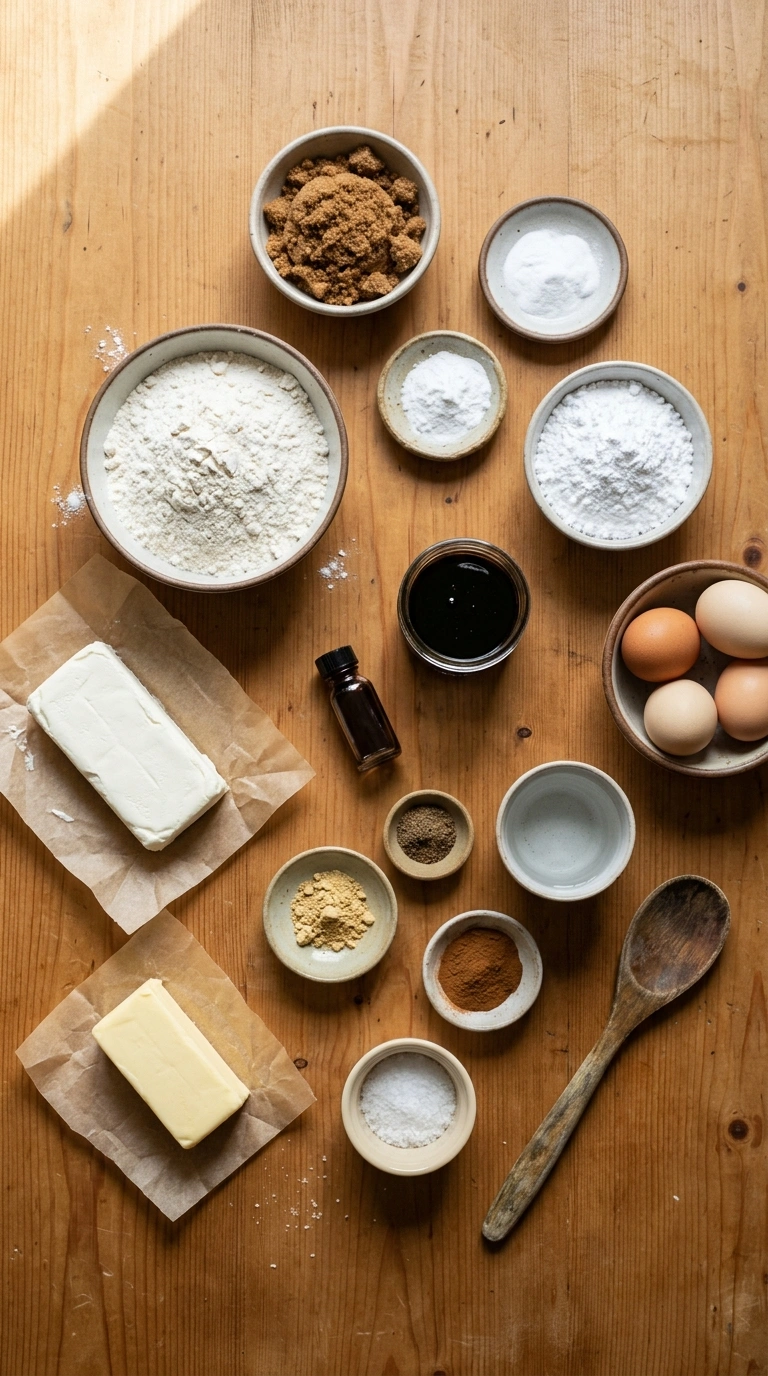 Ingredients for gingerbread cupcakes