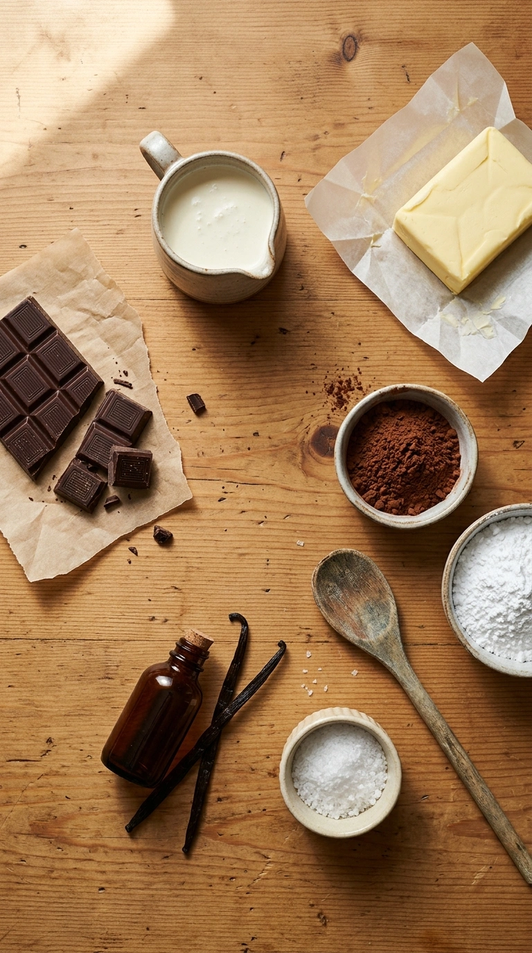Ingredients for chocolate truffles