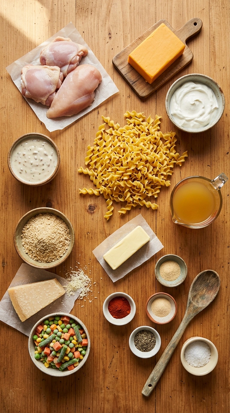 Ingredients for chicken casserole