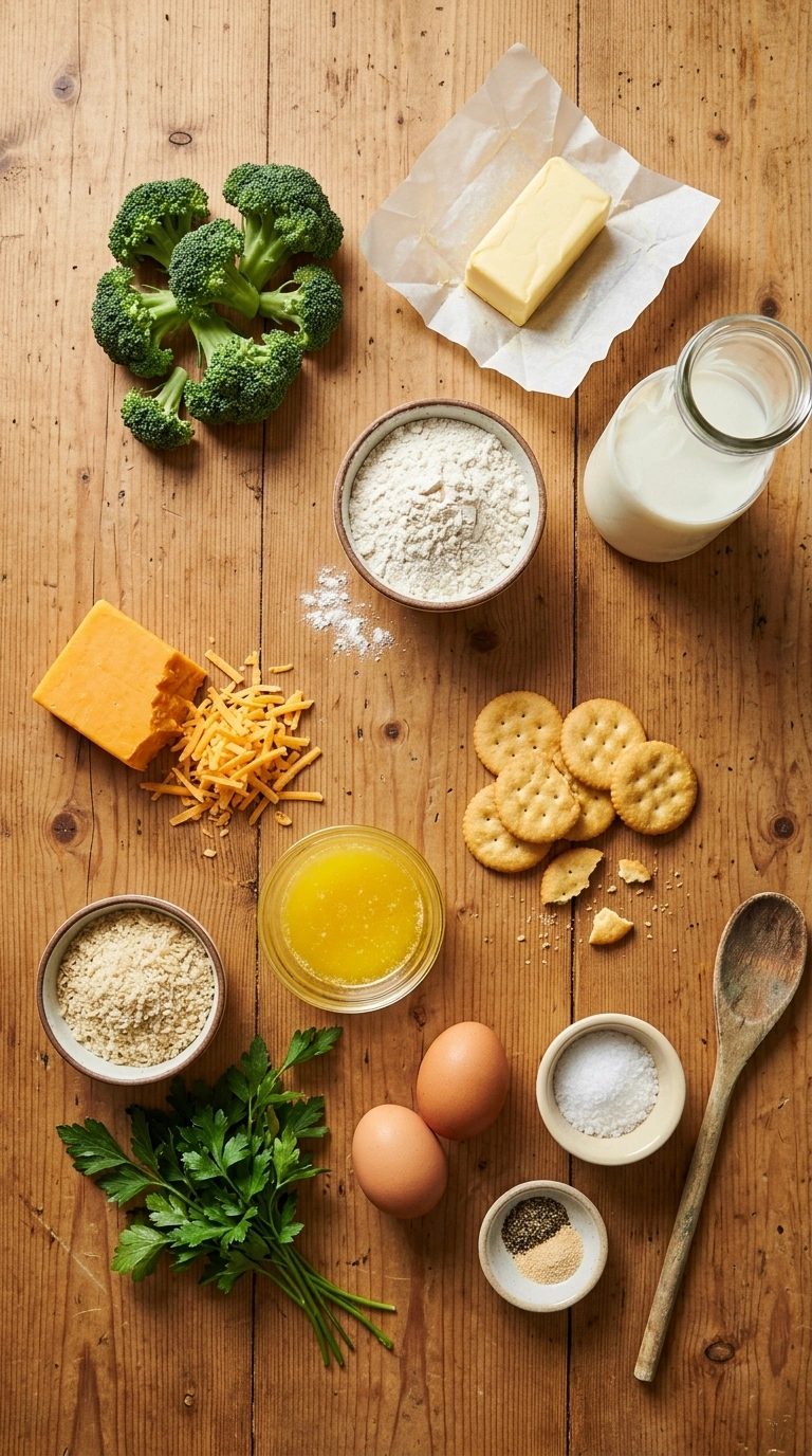 Ingredients for broccoli cheese casserole