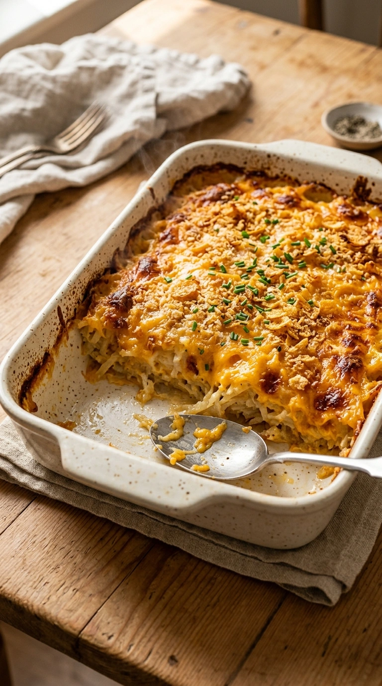 Cheesy Hashbrown Casserole for Holidays and Potlucks
