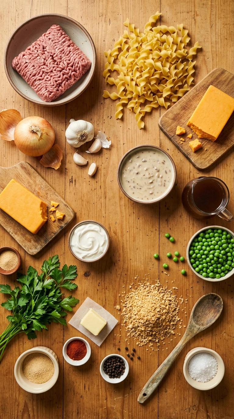 Ingredients for ground beef casserole