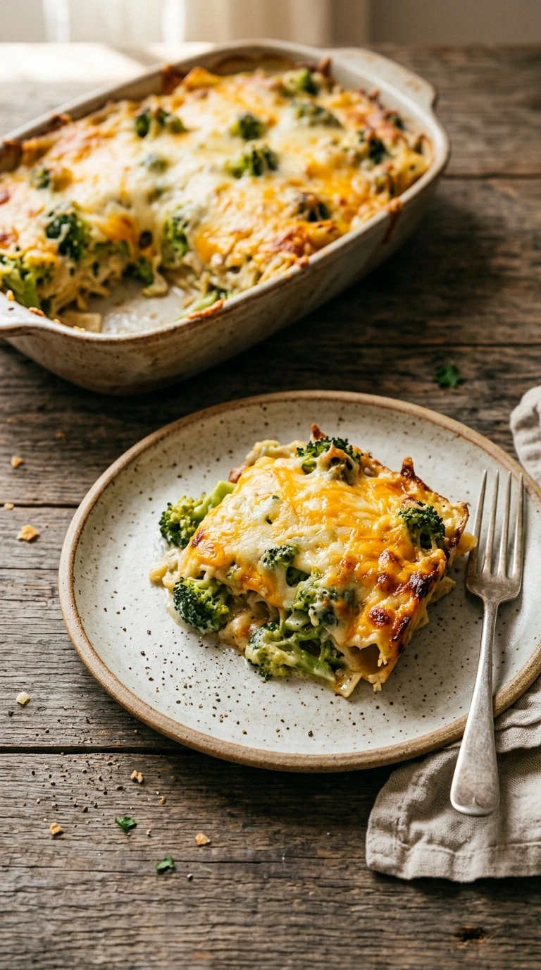 chicken broccoli rice casserole ready to serve