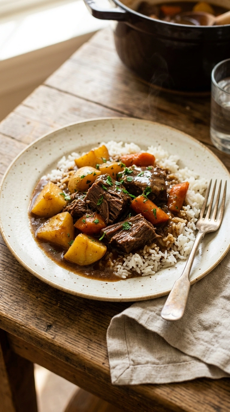 crockpot pot roast ready to serve