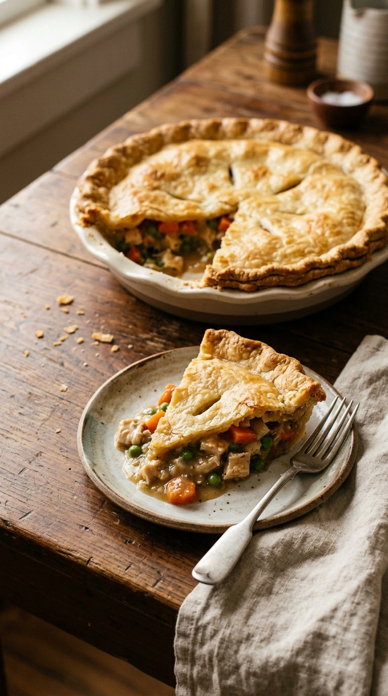 chicken pot pie ready to serve