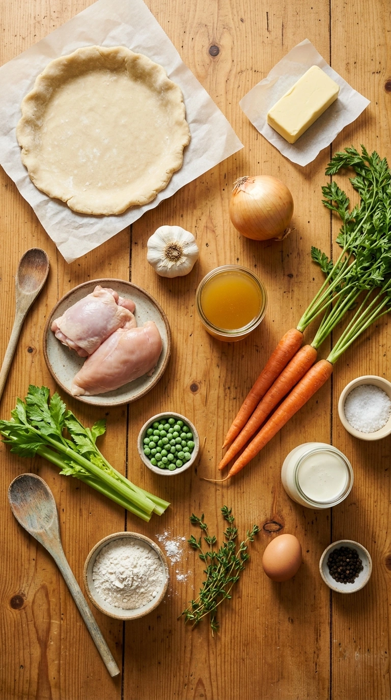 Ingredients for chicken pot pie