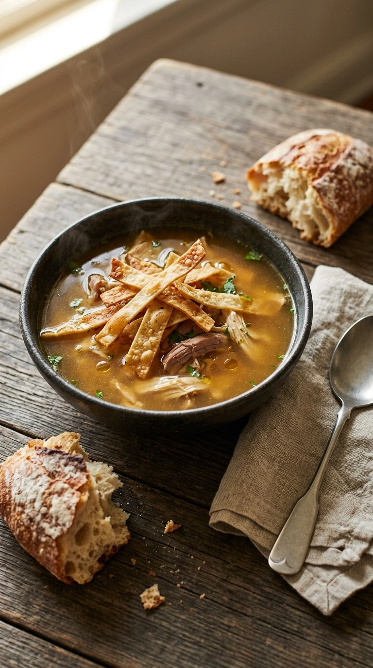 chicken tortilla soup ready to serve