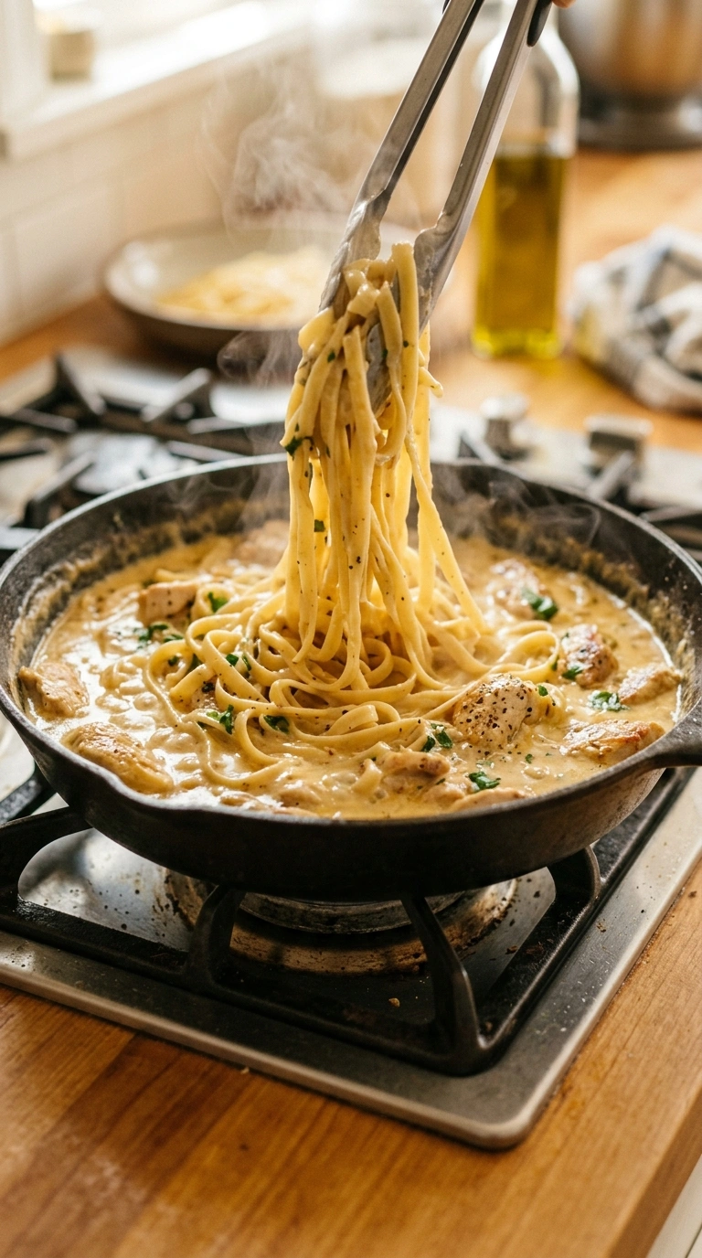 Cooking instructions for creamy chicken alfredo
