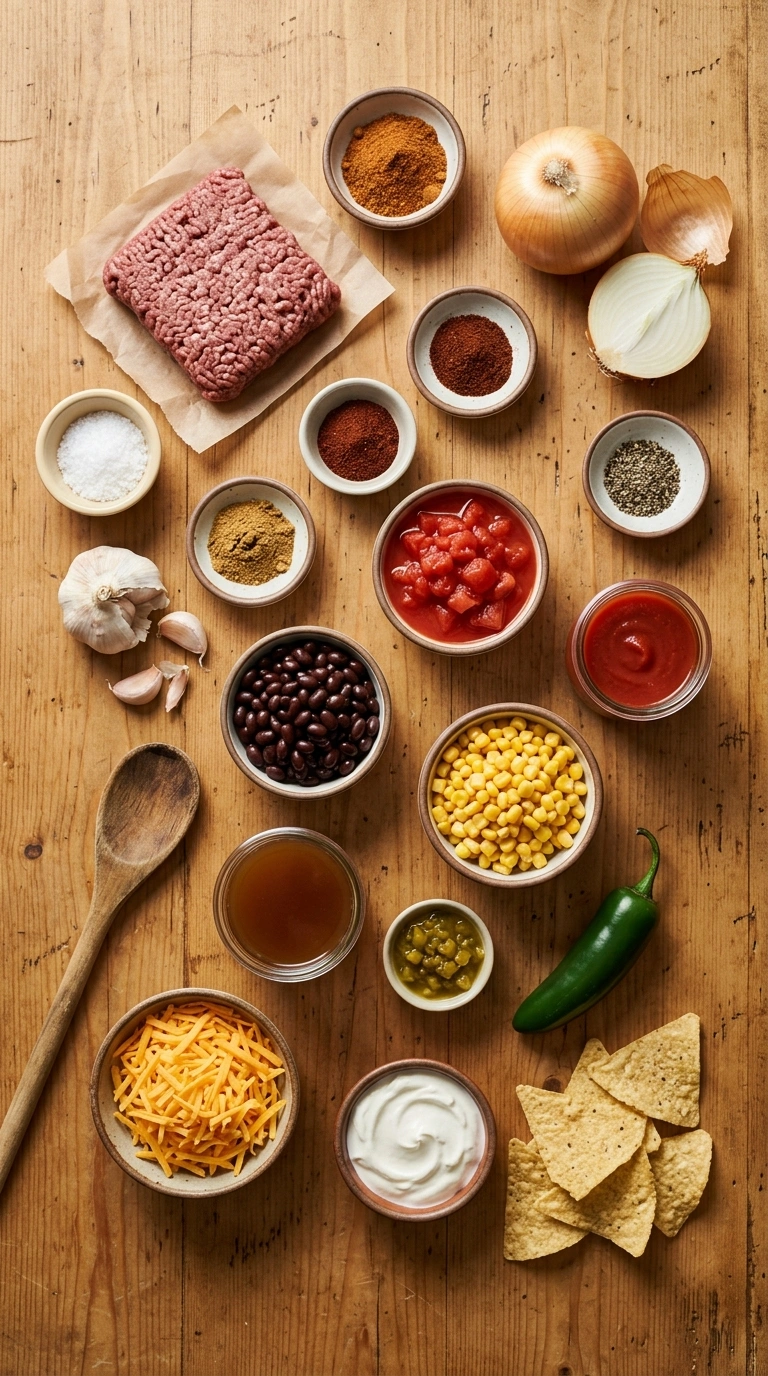 Ingredients for taco soup