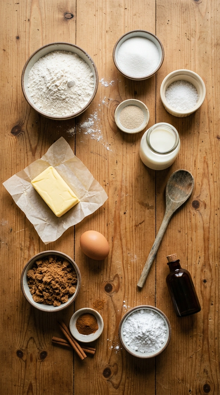 Ingredients for cinnamon rolls