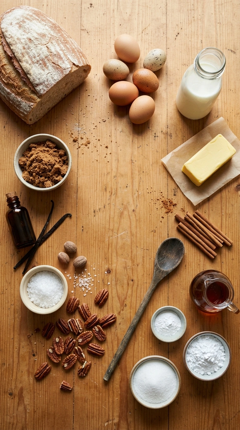 Ingredients for baked french toast