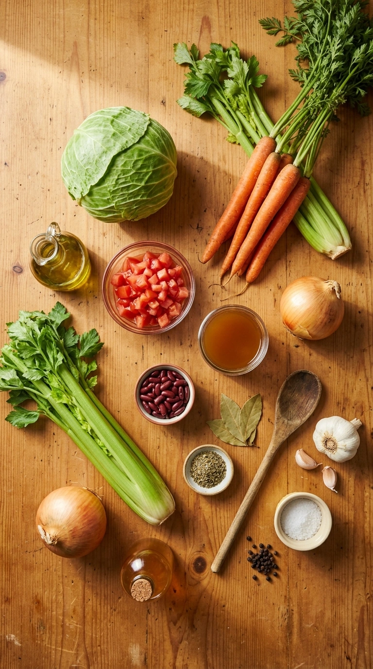 Ingredients for cabbage soup recipe