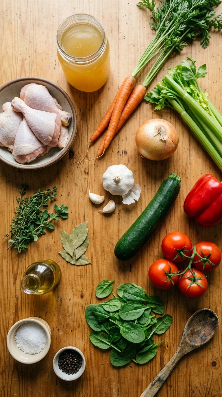 Ingredients for healthy chicken soup