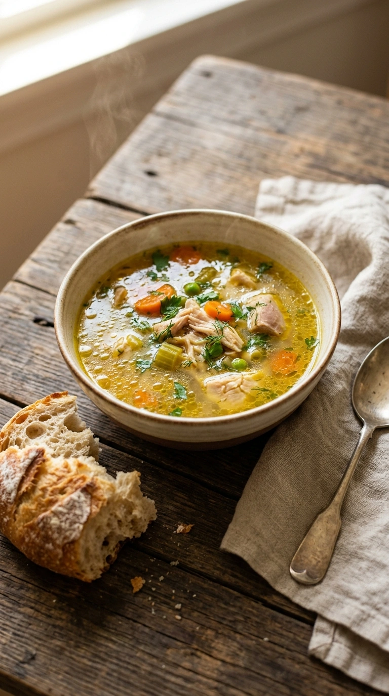 healthy chicken soup ready to serve