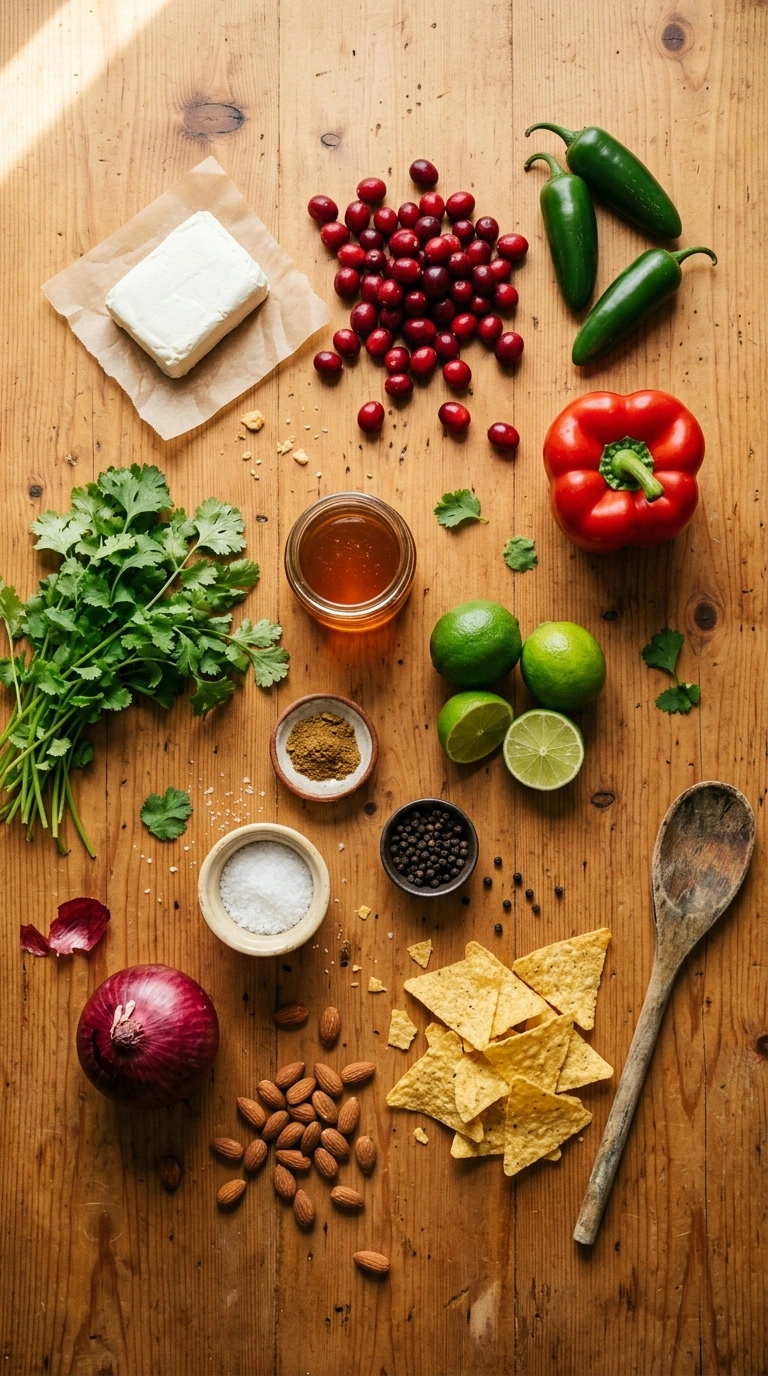 Ingredients for jalapeño cranberry dip