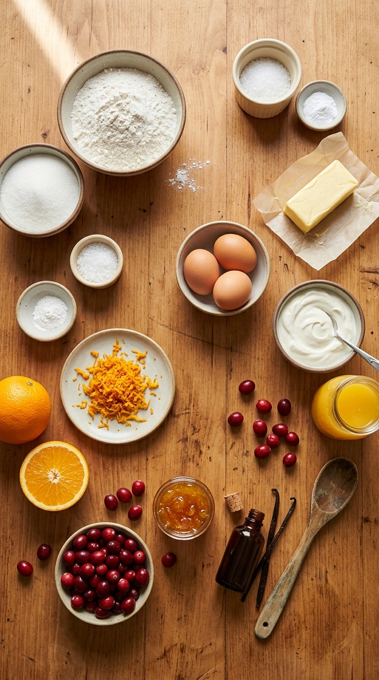 Ingredients for cranberry orange muffins