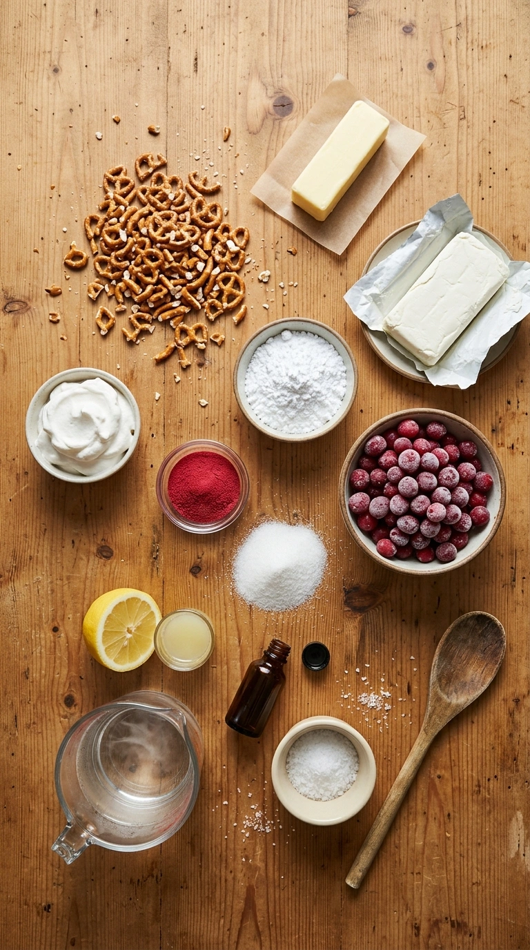 Ingredients for cranberry pretzel salad