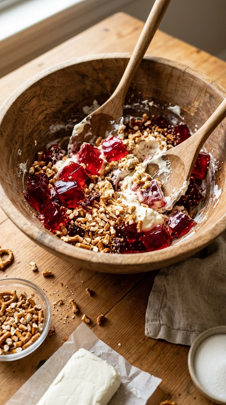 Cooking instructions for cranberry pretzel salad