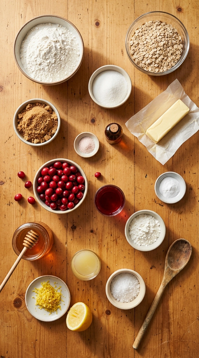 Ingredients for cranberry crumble bars