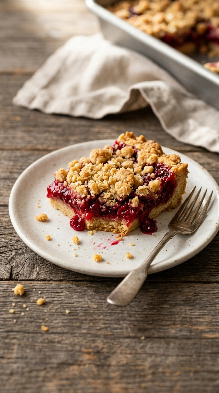 cranberry crumble bars ready to serve