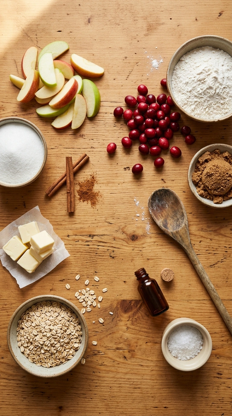 Ingredients for cranberry apple crisp