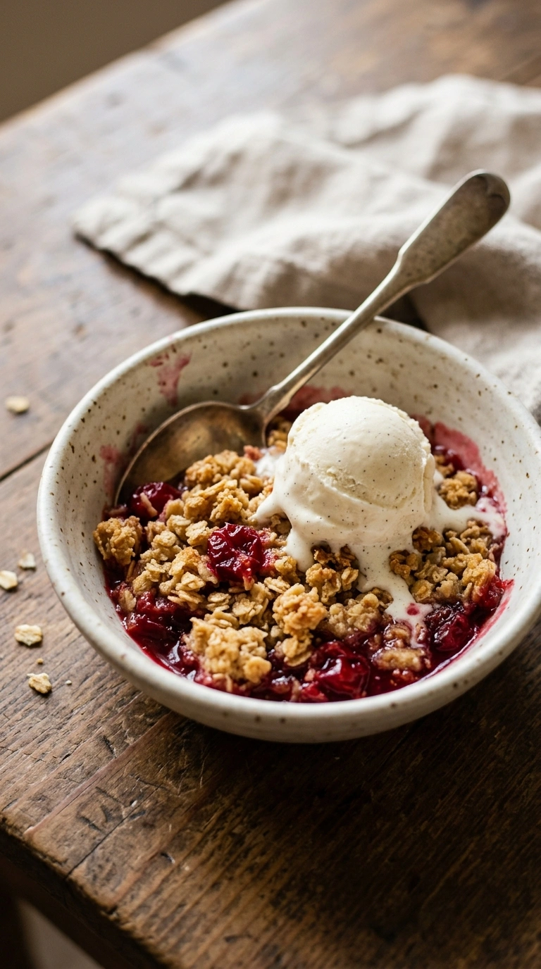 cranberry apple crisp ready to serve